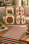 New Year's-Themed Nutcracker and Gift Box Patterned Set of 4 Cushion Covers and Table Runner, 43x43 cm; Reversible with Invisible Zipper, 40x140 cm - 2