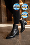 Women's High-Heeled Zip-Up Boots 248286 Black Leather