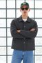 Men's Oversized Transitional Charcoal Grey Jacket with Pockets - 6