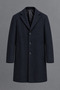 Men’s Classic-Collar Winter Melton Coat, Navy Blue
