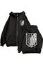 Attack on Titan Printed 3 Thread Zippered Cardigan with Raised Pattern Oversize