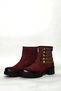Genuine Nubuck Leather Women's Boots, Size 37, Burgundy - 2