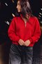 Women's Sporty-Chic Casual Red Sweatshirt - 2