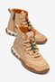 Women's Coffee-Colored Beaded Accessories, Zip Detail, Lace-Up Boot, Comfortable Orthopedic Sole Sneakers - 3