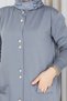 Women's Cold-Spun Knit Modest Set: Long Tunic, Jacket, and Pants Two-Piece Set with 10 Buttons, Gray - 6