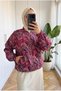 Women's Patterned Shawl-Mock Neck Bomber Jacket with Zipper and Elastic Waistband – Relaxed Fit, 65 cm