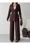 Women's Belt Detail Jacket and Pants Set—Stylish, Modern-Cut Two-Piece Set - 6