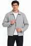 Men's Herringbone-Patterned Cashmere Shirt-Collar Jacket with Two-Way Zipper - Gray - 4