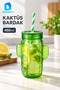 Cactus-Printed Straw Cup, 450 ml, Plastic Beverage Cup with Lid - 2