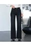 Women's Black Belted High-Waisted Flared Distressed Jeans - 5