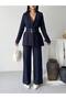 Women's Belt Detail Jacket and Pants Set—Stylish, Modern-Cut Two-Piece Set