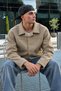 Men's Melton Shirt Collar Button-Up Jacket with Pockets for Everyday Wear - 4