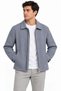 Men's Herringbone-Patterned Cashmere Shirt-Collar Jacket with Two-Way Zipper - Navy Blue - 4