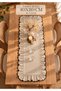 Ruffled Cream-Beige Table Runner, with White Trim on the Edges, Decorative, Small Size 40x110 cm - 3