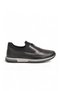 Men's Black Genuine Leather Casual Shoes with Side Elastic Bands 42170