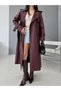 Women's Leather Trench Coat with Long Belt, Patchwork Design, and Back Slit—Stylish Transitional Outerwear - 2