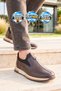 Men's Coffee Genuine Leather Casual Shoes with Side Elastic Bands 42170 - 2