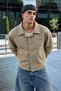 Men's Melton Shirt Collar Button-Up Jacket with Pockets for Everyday Wear - 2