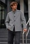 Men’s Comfortable Gray Coat with a Mock Neck and Buttons