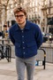 Men's Button-Front Melton Casual Navy Blue Jacket - 3