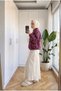 Women's Patterned Shawl-Mock Neck Bomber Jacket with Zipper and Elastic Waistband – Relaxed Fit, 65 cm - 2