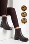 Women's Coffee-Colored Genuine Leather Heeled Zip-Up Boots with Buckle Detail 2685-1 - 3