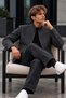 Men’s Comfortable Black Coat with a Mock Neck and Buttons - 6