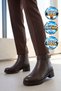 Women's Coffee-Colored Genuine Leather Heeled Zip-Up Boots with Buckle Detail 2685-1 - 2