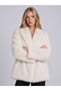 Medium-Sized Long-Haired Fur-Trimmed Coat with Hidden Buttons - 3