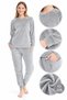 U.S. Polo Assn. 17092 Women's Long-Sleeve Velvet Relaxed-Fit Loungewear with Elasticated Hem—Gray