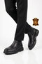 Men's Classic Black Genuine Leather Zip-Up Boots with Side Elastic, Model 274083 - 3