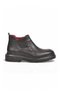 Men's Classic Black Genuine Leather Zip-Up Boots with Side Elastic, Model 274083
