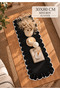 BLACK Table Runner WITH FRINGE, WHITE-EDGED, DECORATIVE, 30X80 CM - 2