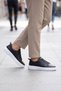 Men's Genuine Leather Sneakers 272303 Black-White - 3