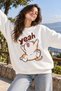 "Yeah" Printed Cheerful Cat Unisex Oversized Sweatshirt – Crew Neck Relaxed Fit Casual Sweatshirt