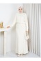 Short Jacket and Maxi Skirt Modest Skirt Set for Women, Knit Button-Down Winter Two-Piece Set, Cream