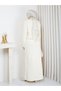 Short Jacket and Maxi Skirt Modest Skirt Set for Women, Knit Button-Down Winter Two-Piece Set, Cream - 7
