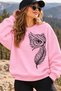 Owl and Feather-Printed Unisex Oversized Sweatshirt – Crew Neck Relaxed-Fit Casual Sweatshirt