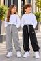 2-Piece Kids' Baggy Sweatpants, 3-Ply Winter Fabric, Brushed Inside Hem, Suitable for Girls and Boys, Printed Side Stripes, True to Size Fit