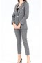 Women's Blazer Jacket and Belted Pants Set, Dark Gray - 2