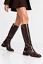 Women's Below-the-Knee Zipper Boots with Thick Heels 7035 COFFEE LEATHER - 2