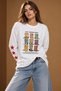 Women's 100% Cotton Oversized Long-Sleeve Boxy-Fit Ecru T-Shirt with Cowboy Boots Print - 2