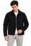 Men's Solid-Color Cashmere Shirt-Collar Jacket with a Two-Way Zipper - Black - 4
