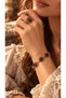 Black Enameled Adjustable Vintage Solid Copper Women's Bracelet and Ring Set - 2