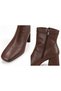 F06 Women's Stretch Zipper-Front Square-Toe Thick Heel Fancy Boots - 4