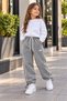 Children's Baggy-Style Sweatpants, 3-Ply, Winter, Brushed Inside, Suitable for Girls and Boys, Printed Side Stripes, Regular Fit, True to Size