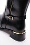 Women's Below-the-Knee Zipper Boots with Thick Heels 7035 BLACK LEATHER - 4