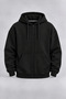Unisex Black Hooded Basic Cardigan with Zipper, 3-Ply