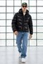 Men's Shiny Puffer Coat with Zippered Pocket, Hood, and Cuff - 4