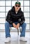 Men's Shiny Puffer Coat with Zippered Pocket, Hood, and Cuff - 3